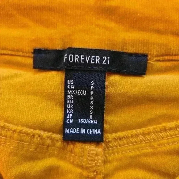 Forever 21 Corduroy Mini Skirt Distressed Hem Mustard Yellow A Line Size Small - Picture 6 of 8